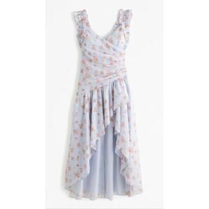 EUC Abercrombie Fitch Floral Maxi Dress Ruffle High Low Wedding Guest XXL